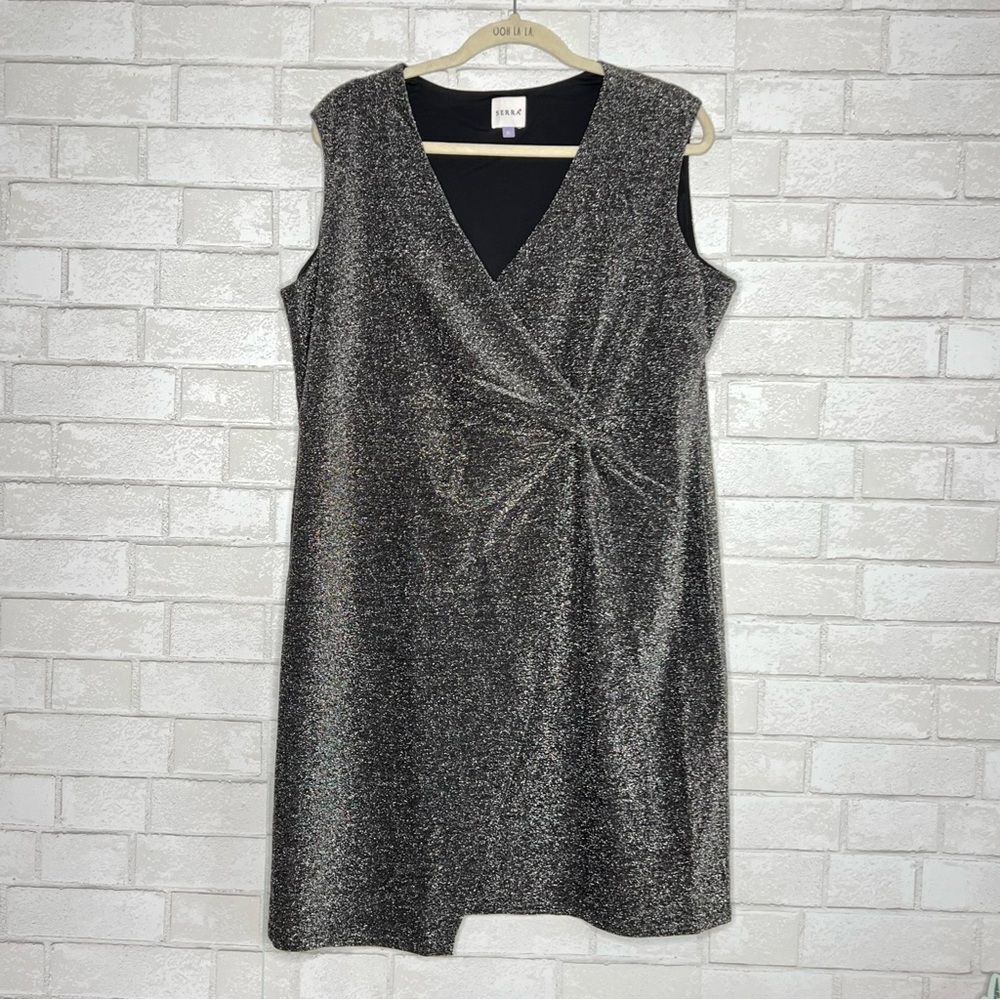 🖤 SERRA 🖤 metallic glitter shimmer wrap optic party dress size XL extra large